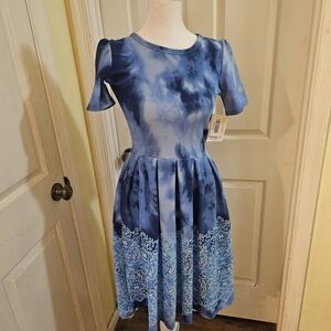 LuLaRoe Sky Blue Tie Die Dipped Amelia Dress